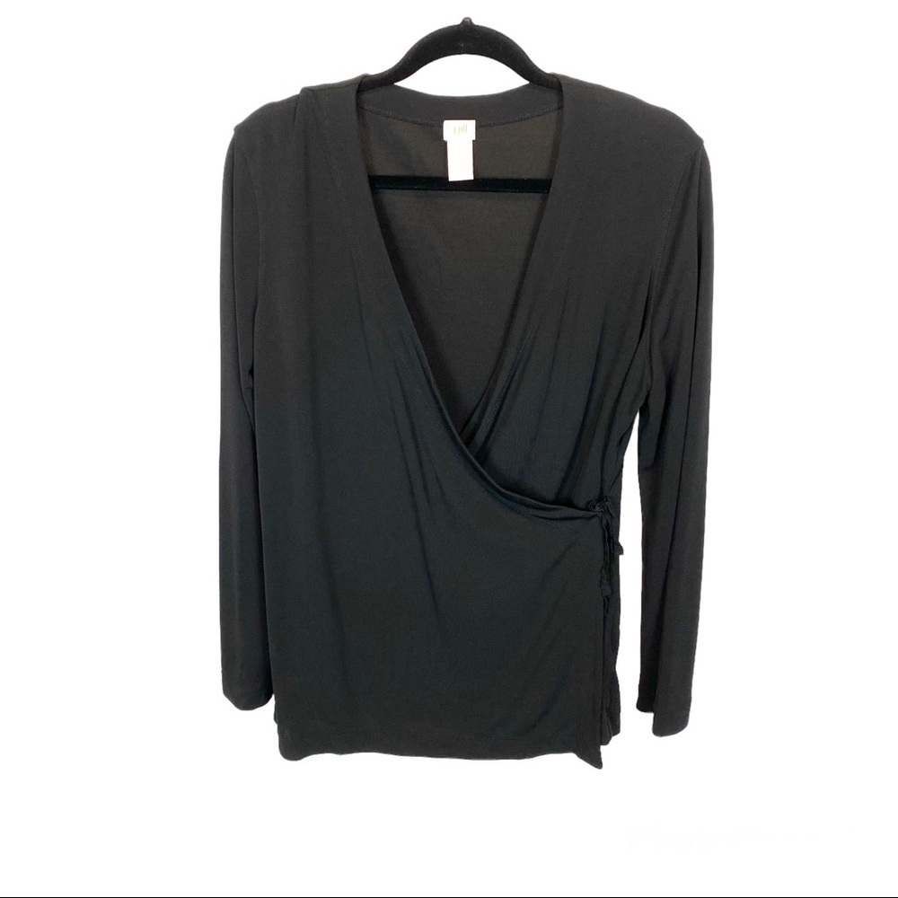 J. Jill Long Sleeve V Neck Tie Wrap Stretch Top